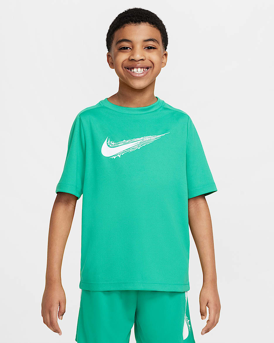 Nike Multi Older Kids' (Boys') Dri-FIT Short-Sleeve Top - Stadium Green/White