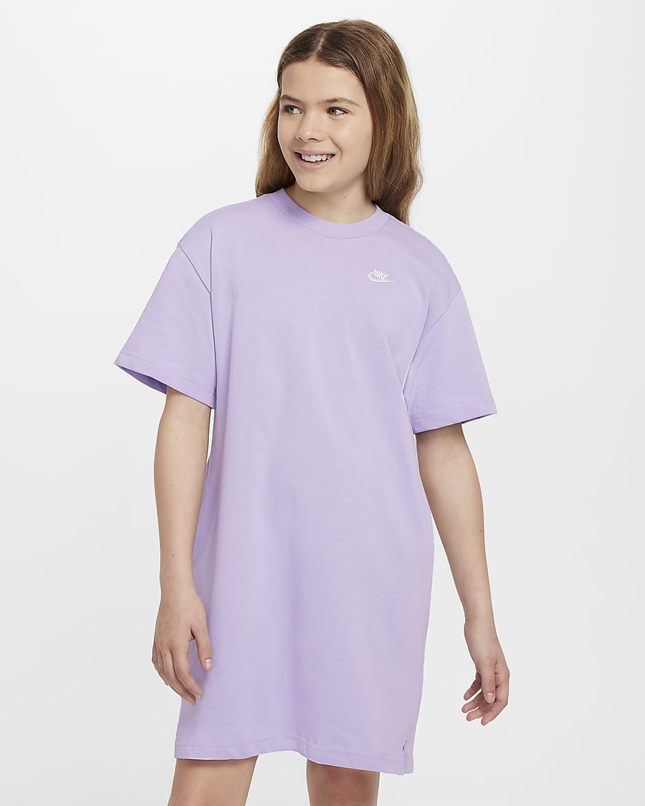 Nike Sportswear Older Kids' (Girls') T-Shirt Dress - Hydrangeas/White