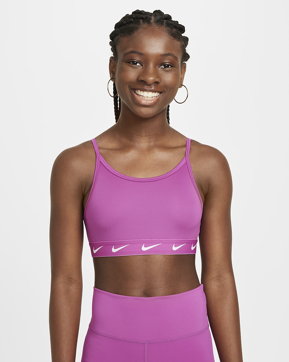 Nike One Girls' Sports Bra - Hot Fuchsia/White