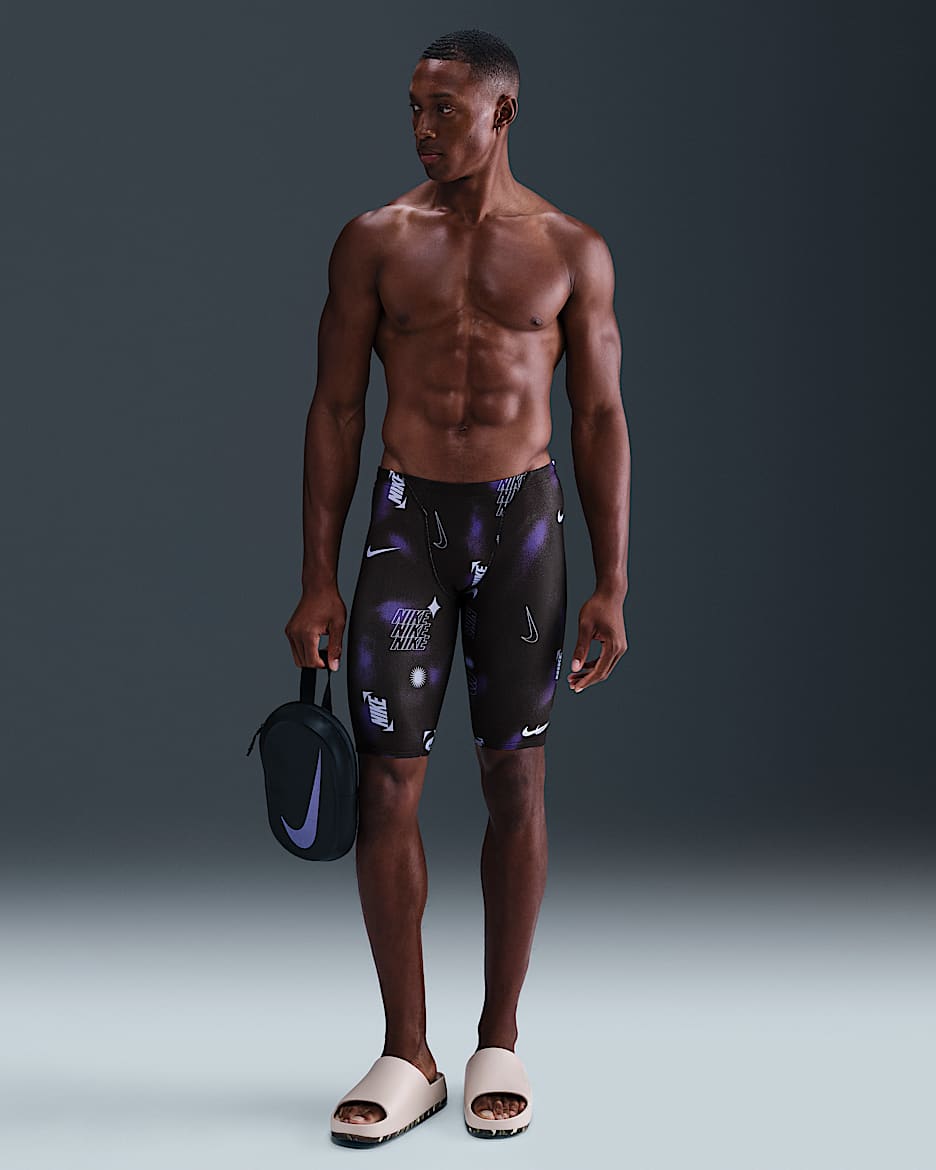 Jammer para hombre Nike Swim HydraStrong - Negro/Morado cancha/Hortensias/Blanco