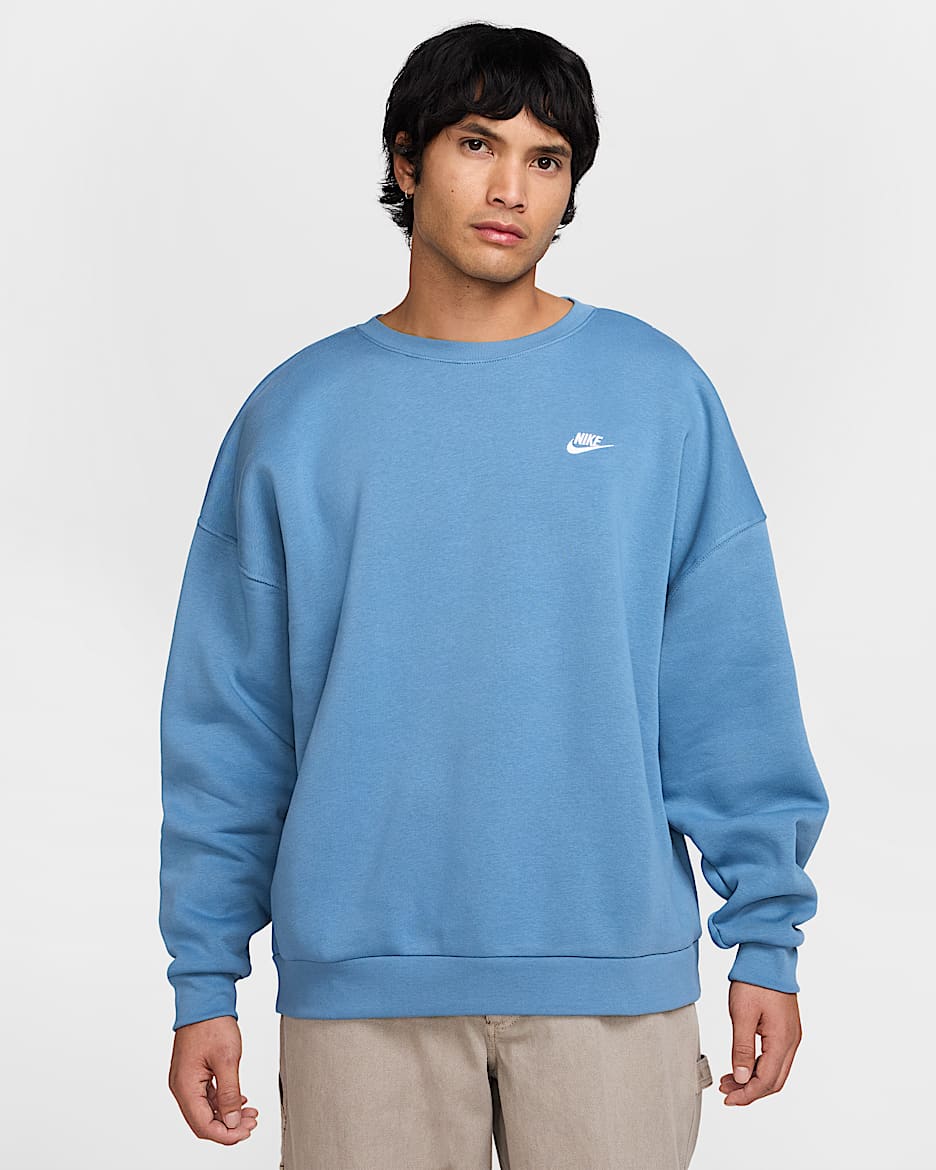 Nike Sportswear Club Men's Oversized Fleece Crew-Neck Sweatshirt - Aegean Storm