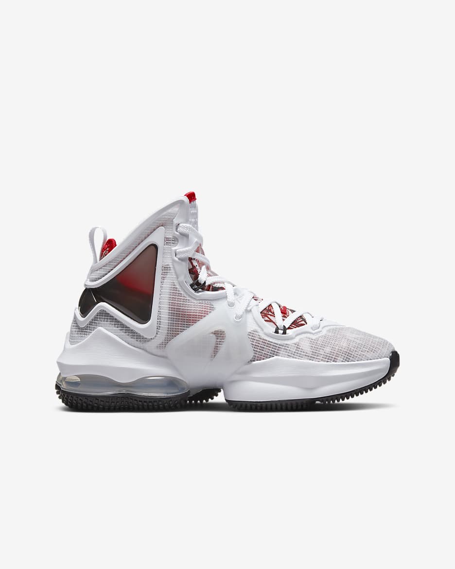 LeBron 19 Big Kids' Basketball Shoes - White/Black/University Red