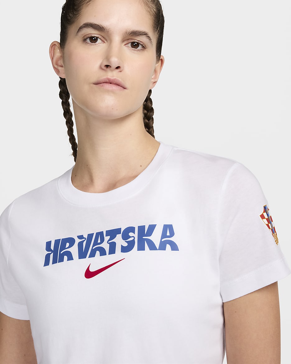 T-shirt Nike Football Croatie Crest pour femme - Blanc/University Red