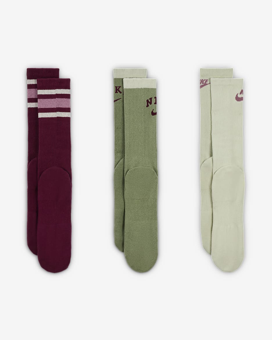 Nike Everyday Plus Cushioned Crew Socks (3 Pairs) - Multi-Colour