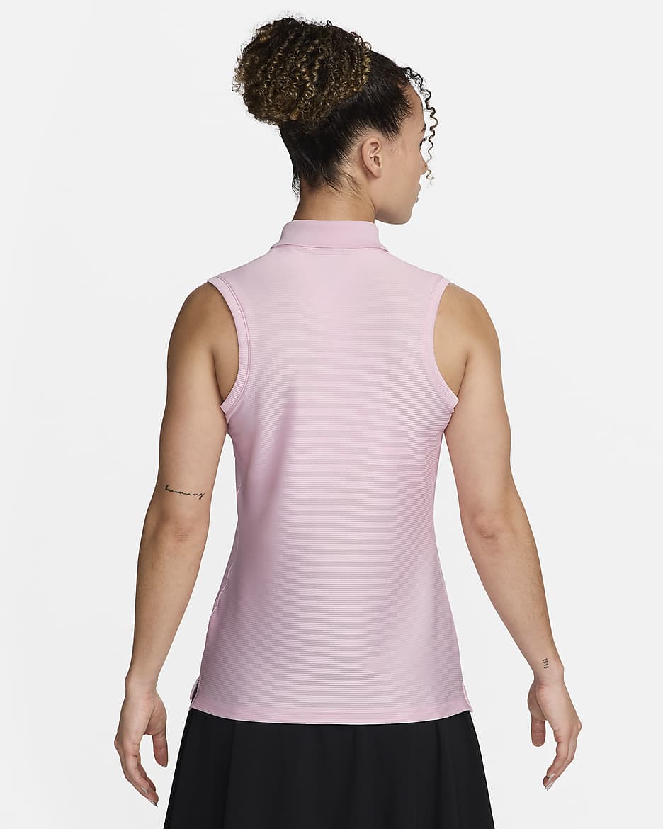 Nike Victory Dri-FIT Ärmellos-Golf-Poloshirt für Damen - Pink Foam/Schwarz