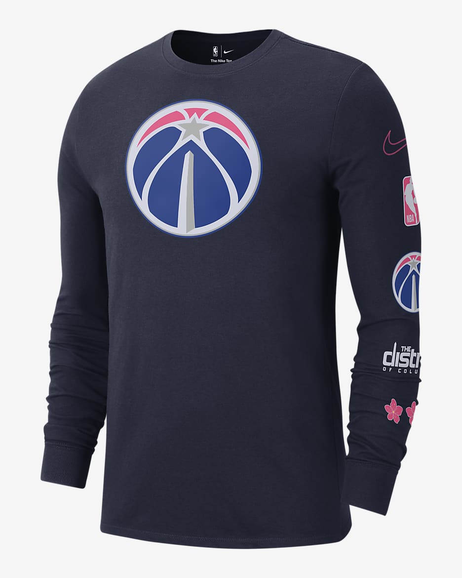 Playera de manga larga Nike NBA para hombre Washington Wizards City Edition - Azul marino universitario