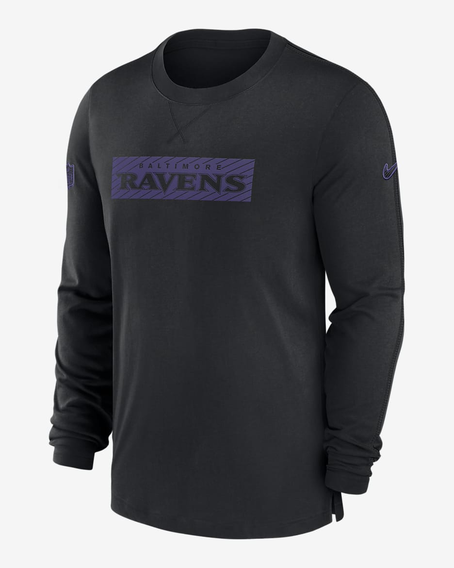 Baltimore Ravens Sideline Player Team Issue Men’s Nike Dri-FIT Long-Sleeve Top - Black