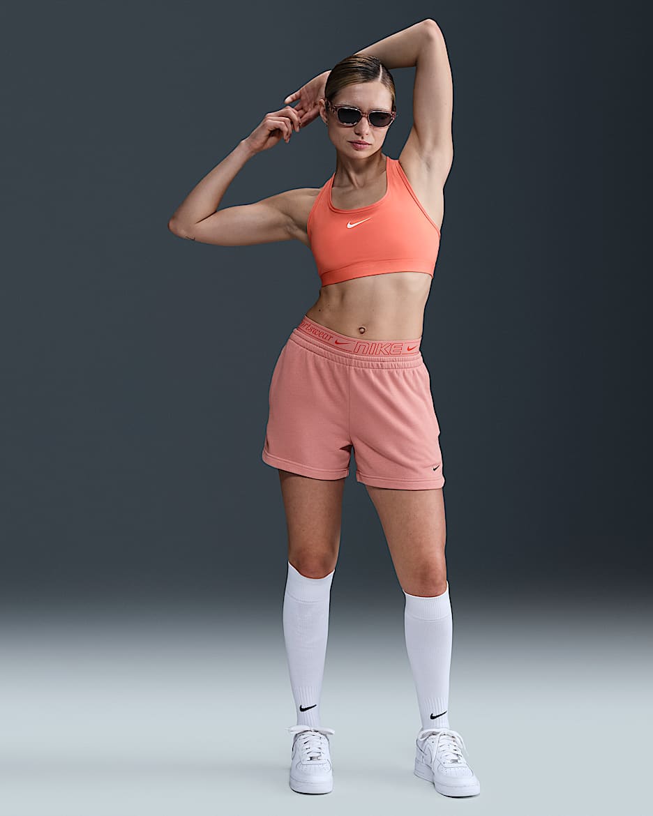 Short taille mi-haute Nike Sportswear Chill Terry 10 cm pour femme - Red Stardust