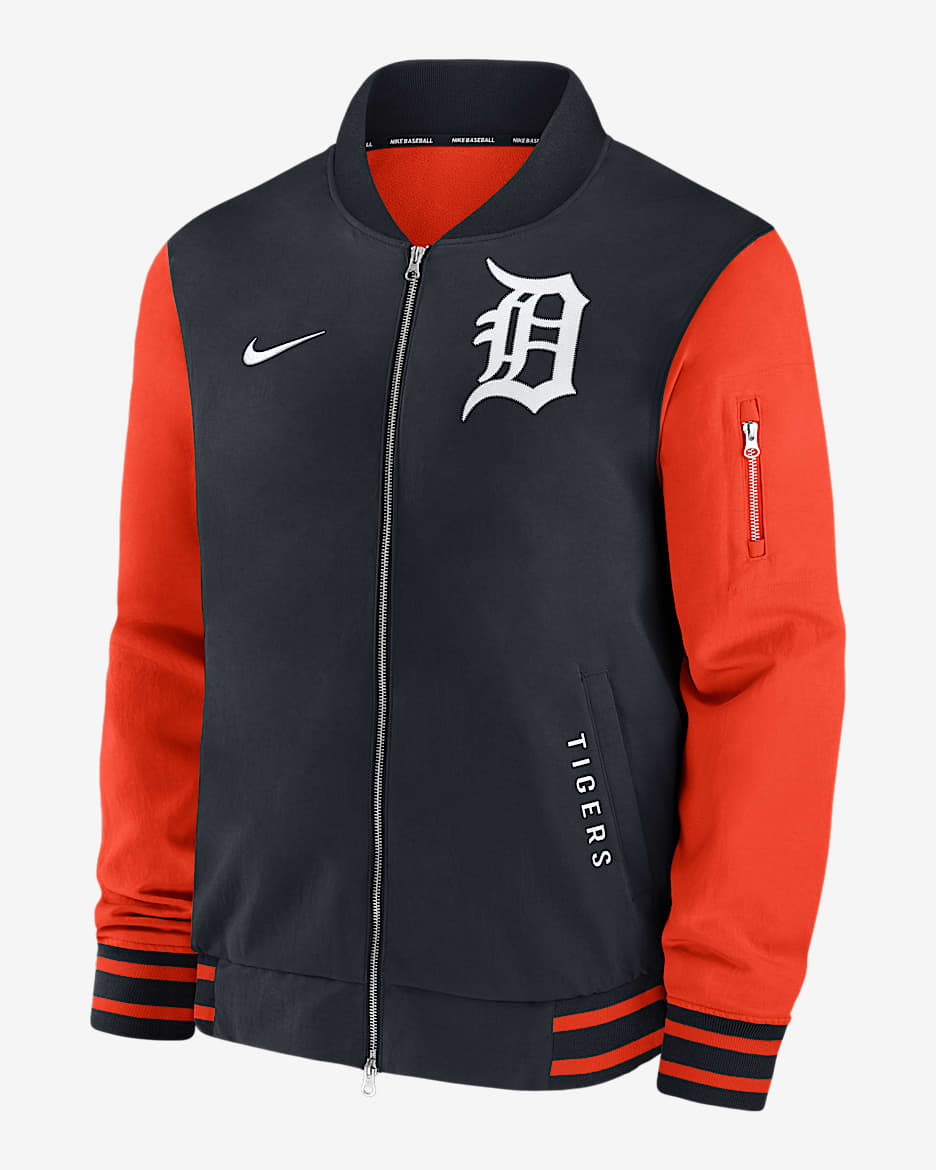 Detroit Tigers Authentic Collection Dugout Men's Nike MLB Full-Zip Bomber Jacket - Pitch Blue