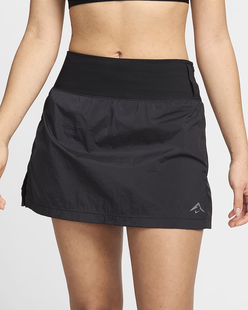 Nike Trail Women's Repel Mid-Rise 5" Running Skort with Pockets - Black/Black/Dark Smoke Grey