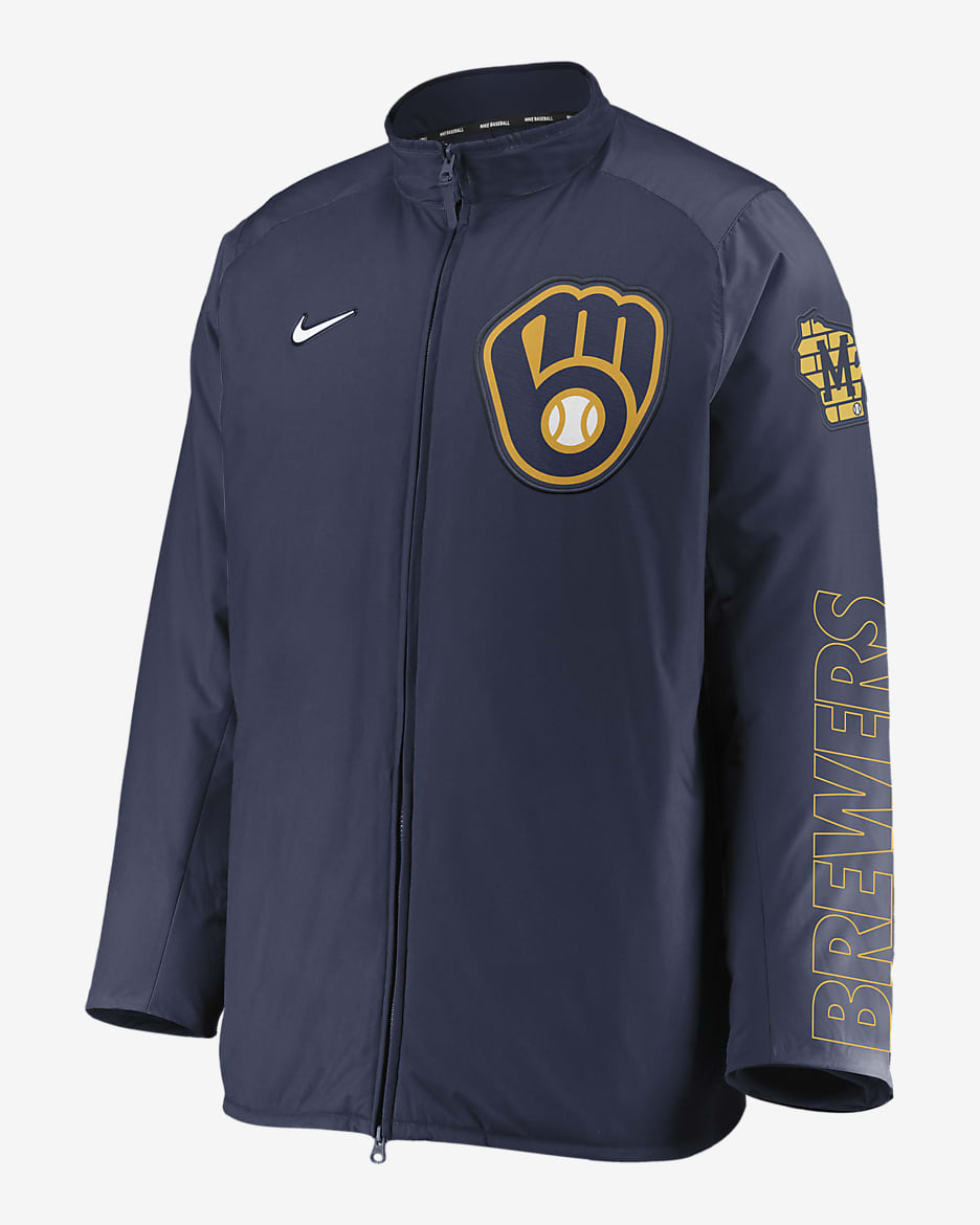 Nike Dugout (MLB Milwaukee Brewers) Men's Full-Zip Jacket - Midnight Navy