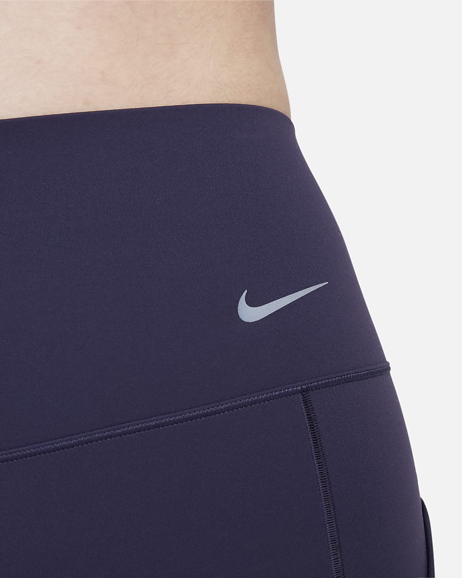 Nike Universa Women's Medium-Support High-Waisted 7/8 Leggings with Pockets - Purple Ink/Black