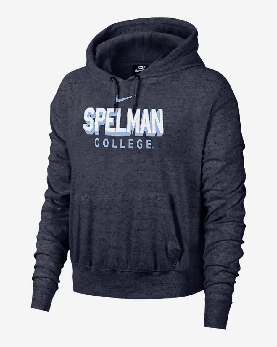 Sudadera con gorro universitaria Nike para mujer Spelman Gym Vintage - Azul marino jaspeado
