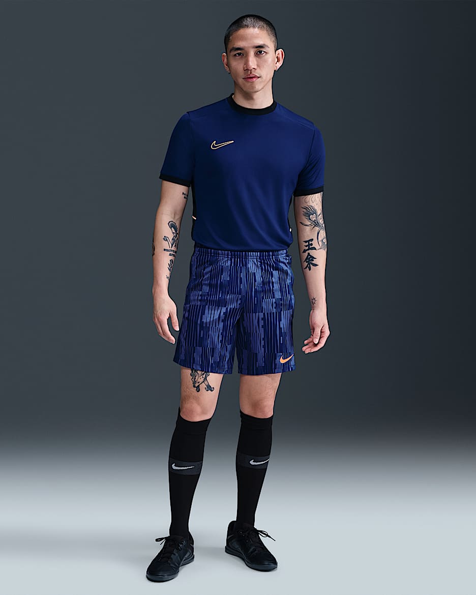 ナイキ アカデミー+ メンズ Dri-FIT サッカーショートパンツ - ブルーボイド/ブルーボイド/オレンジパルス