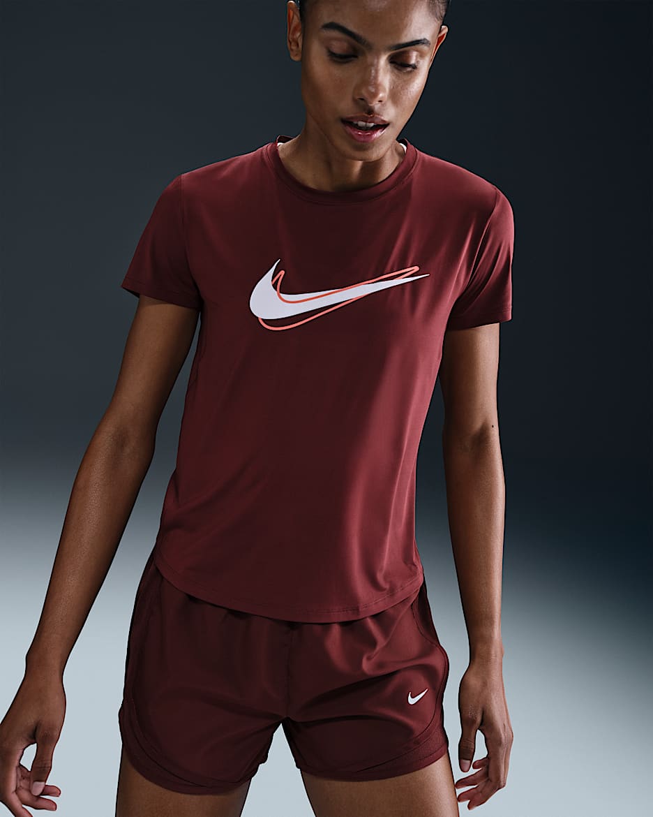 Top da running a manica corta Dri-FIT Nike One Swoosh – Donna - Dark Team Red