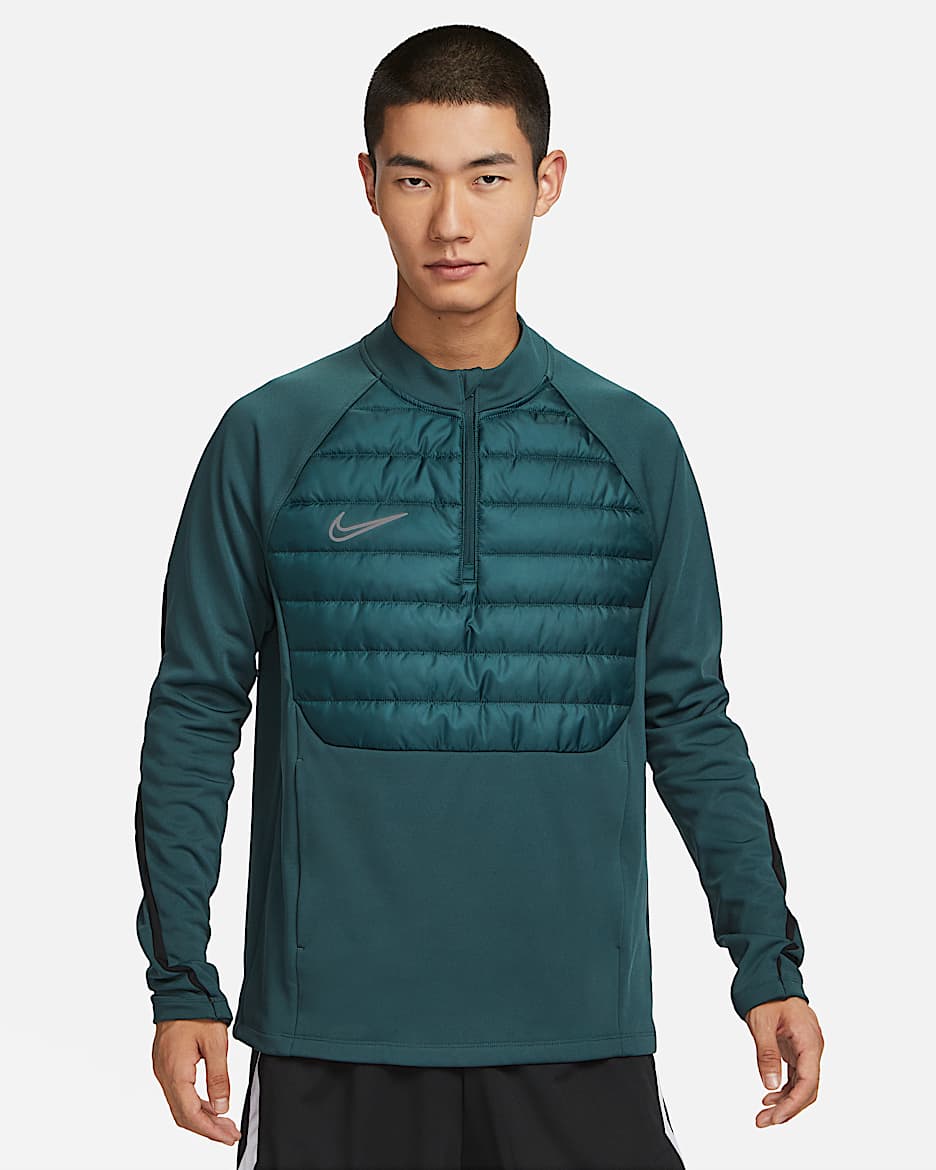 Nike Academy Winter Warrior Men's Therma-FIT 1/2-Zip Soccer Top - Deep Jungle/Black