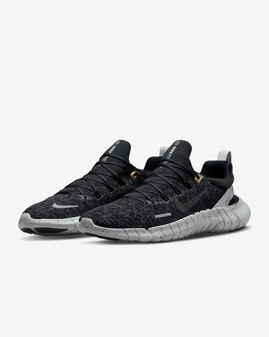 Nike Free Run 5.0 Men's Road Running Shoes - Black/Dark Smoke Grey/Black