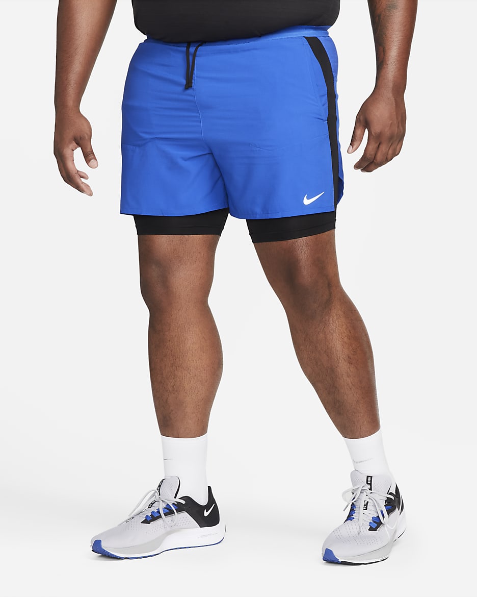 Short de running hybride Dri-FIT Nike Stride 13 cm pour homme - Game Royal/Noir/Noir