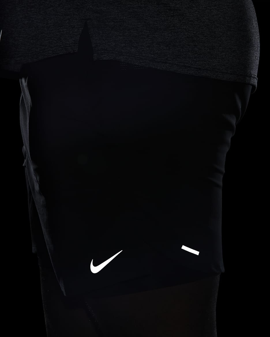 Nike Stride Men's Dri-FIT 18cm (approx.) 2-in-1 Running Shorts - Black/Black/Black
