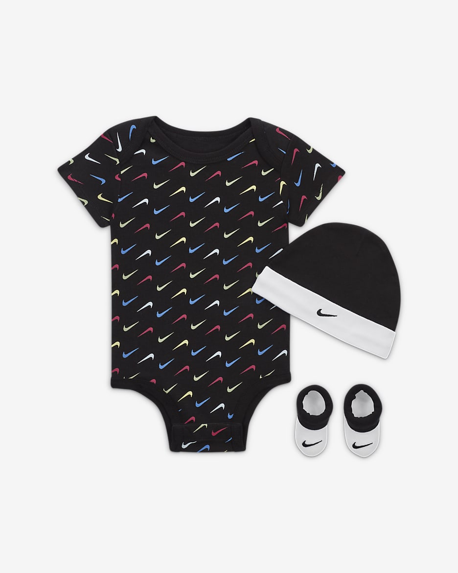 Ensemble trois pièces avec body Jordan Baby 3-Piece Swoosh Boxed Set pour bébé - Noir