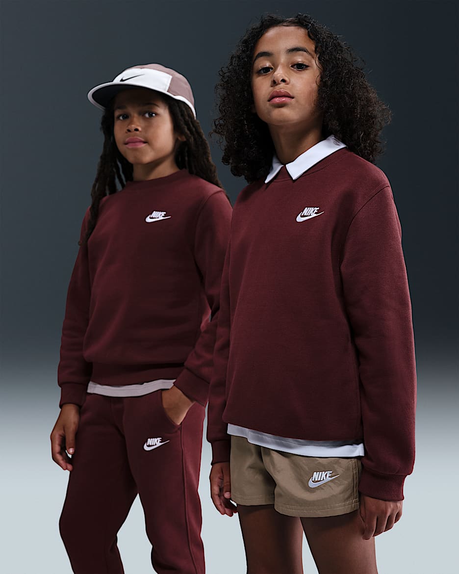 Nike Sportswear Club Fleece Big Kids' Sweatshirt - Dark Team Red/White