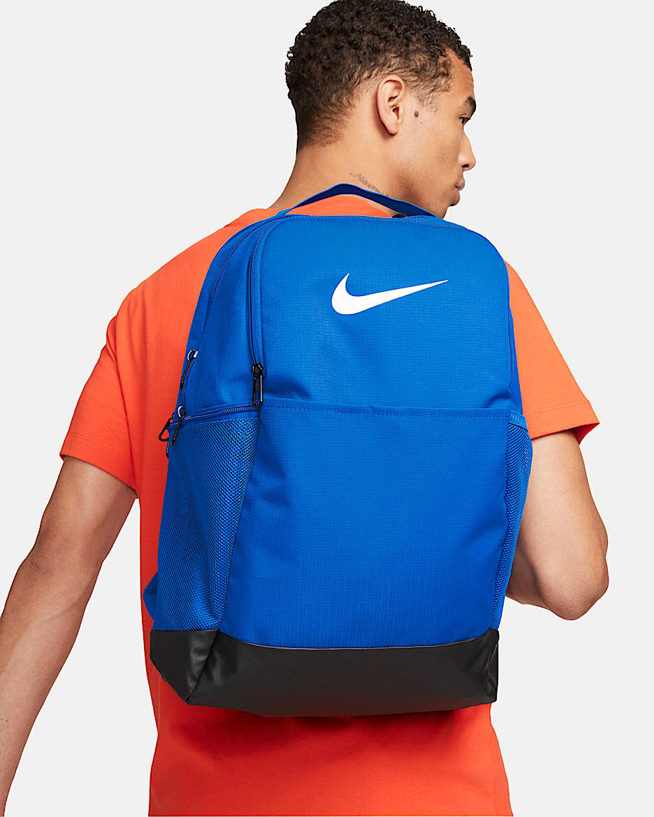 Mochila de entrenamiento Nike Brasilia 9.5 (mediana) - Royal juego/Negro/Blanco
