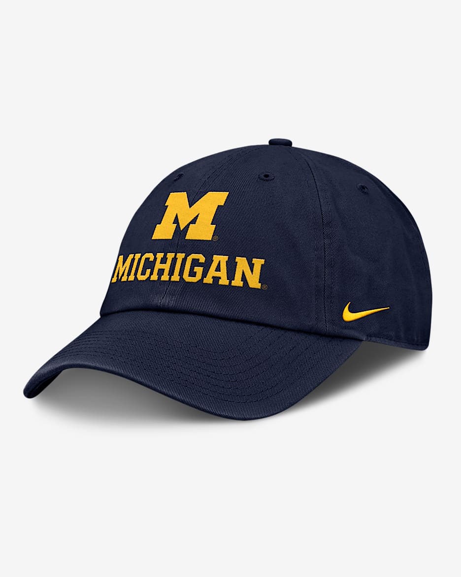 Gorra universitaria Nike ajustable para hombre Michigan Sideline Club Gameday - Azul marino