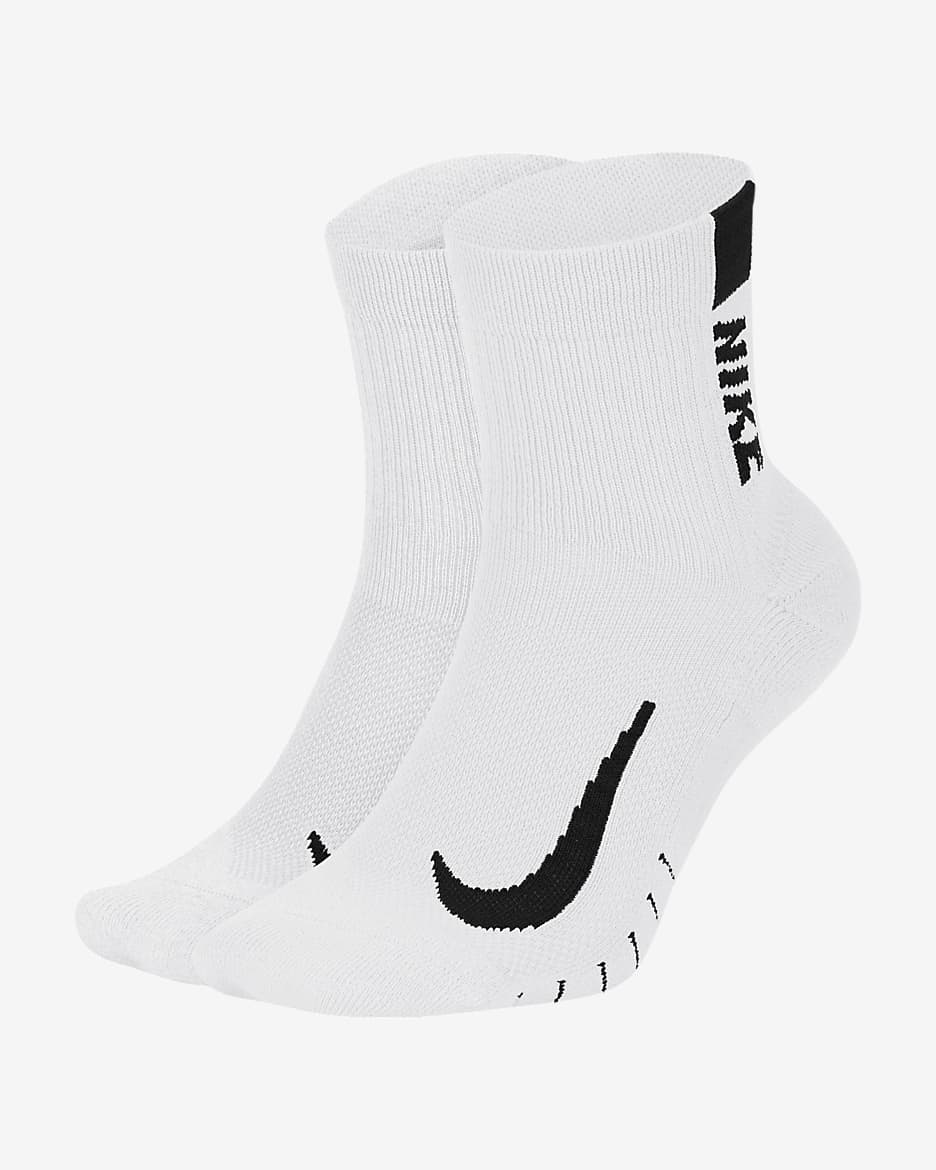 Calze alla caviglia da running Nike Multiplier (2 Paia) - Bianco/Nero