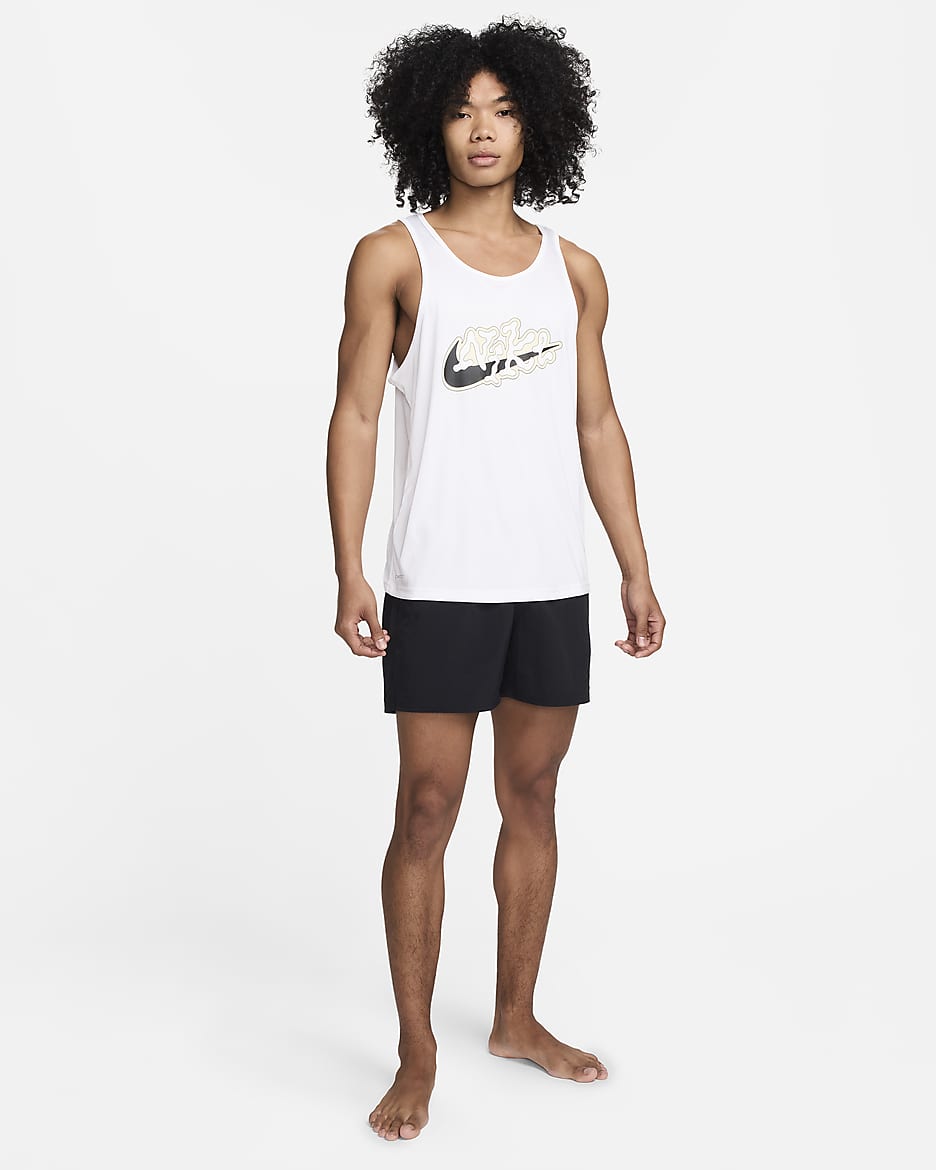 Camiseta de tirantes para hombre Nike Swim Scribble - Blanco