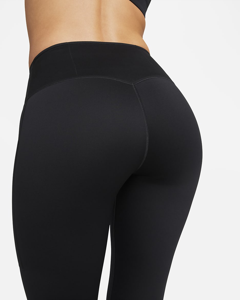 Nike Go Women's Firm-Support Mid-Rise Cropped Leggings with Pockets - Black/Black