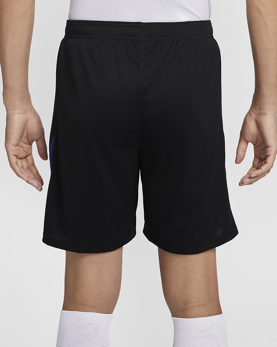 FC Barcelona Strike Nike Dri-FIT Strick-Fußballshorts für Herren - Schwarz/Noble Red/Deep Royal Blue/Light Orewood Brown