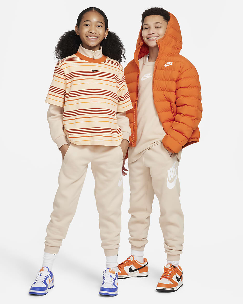 Nike Club Fleece Big Kids' Joggers - Sanddrift/White