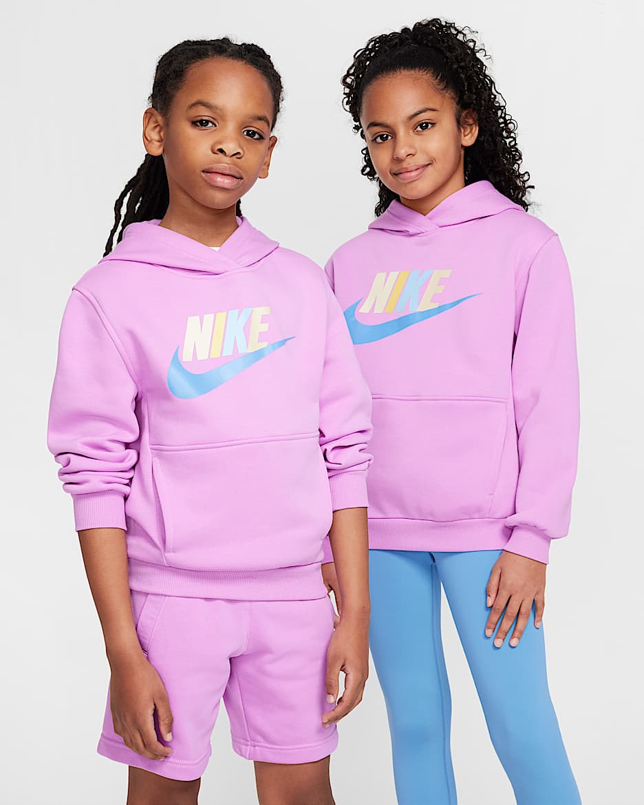 Sudadera con gorro para niños talla grande Nike Sportswear Club Fleece - Fucsia enérgico