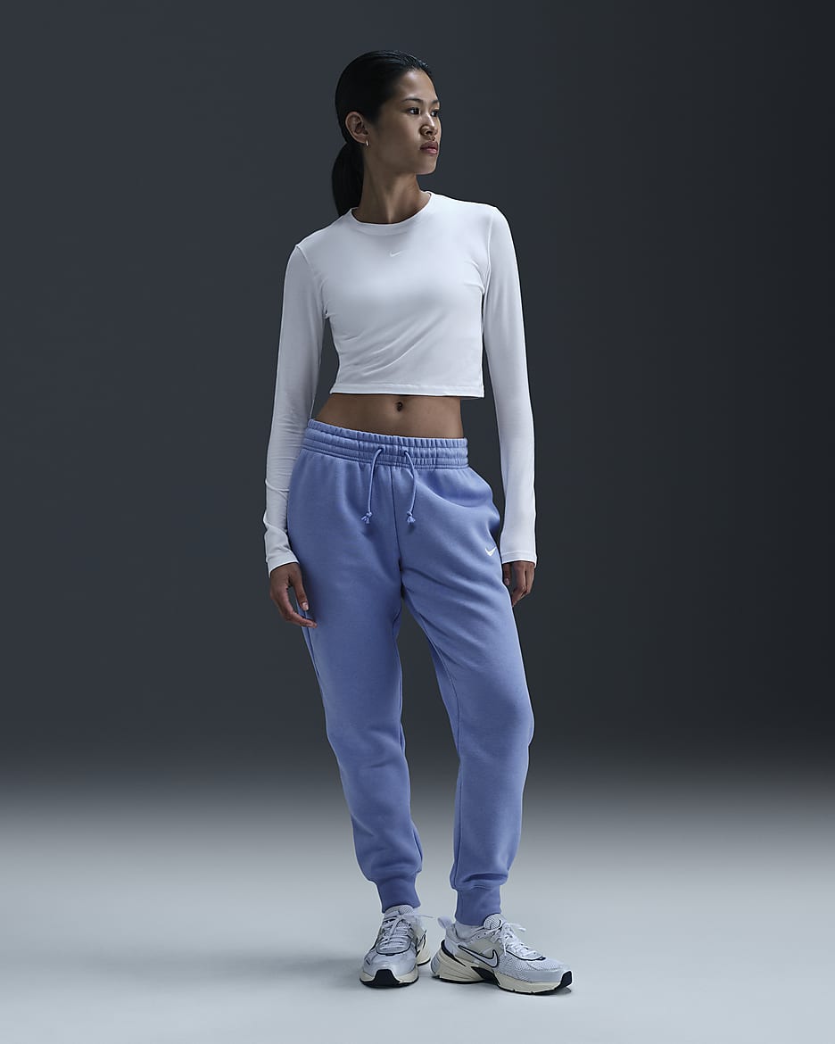 Pants de entrenamiento de tiro medio para mujer Nike Sportswear Phoenix Fleece - Royal pulso/Vela