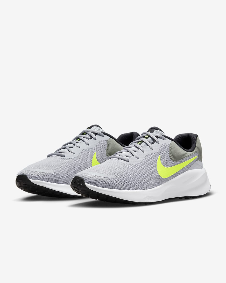 Nike Revolution 7 Men's Road Running Shoes - Wolf Grey/Smoke Grey/Black/Volt