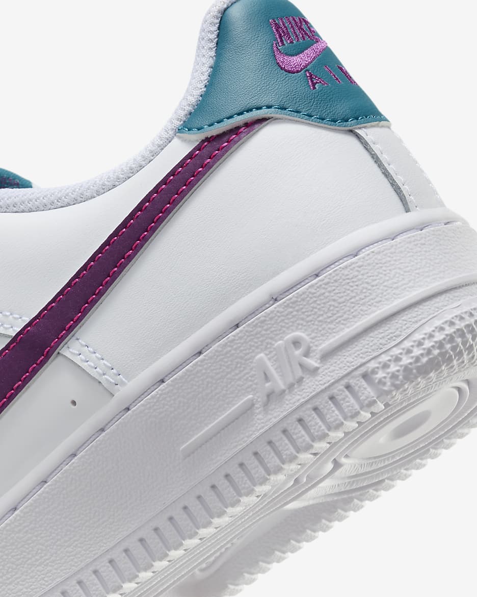 Tenis para niños grandes Nike Air Force 1 - Blanco/Hiperrosa/Aguamarina/Violeta viotech