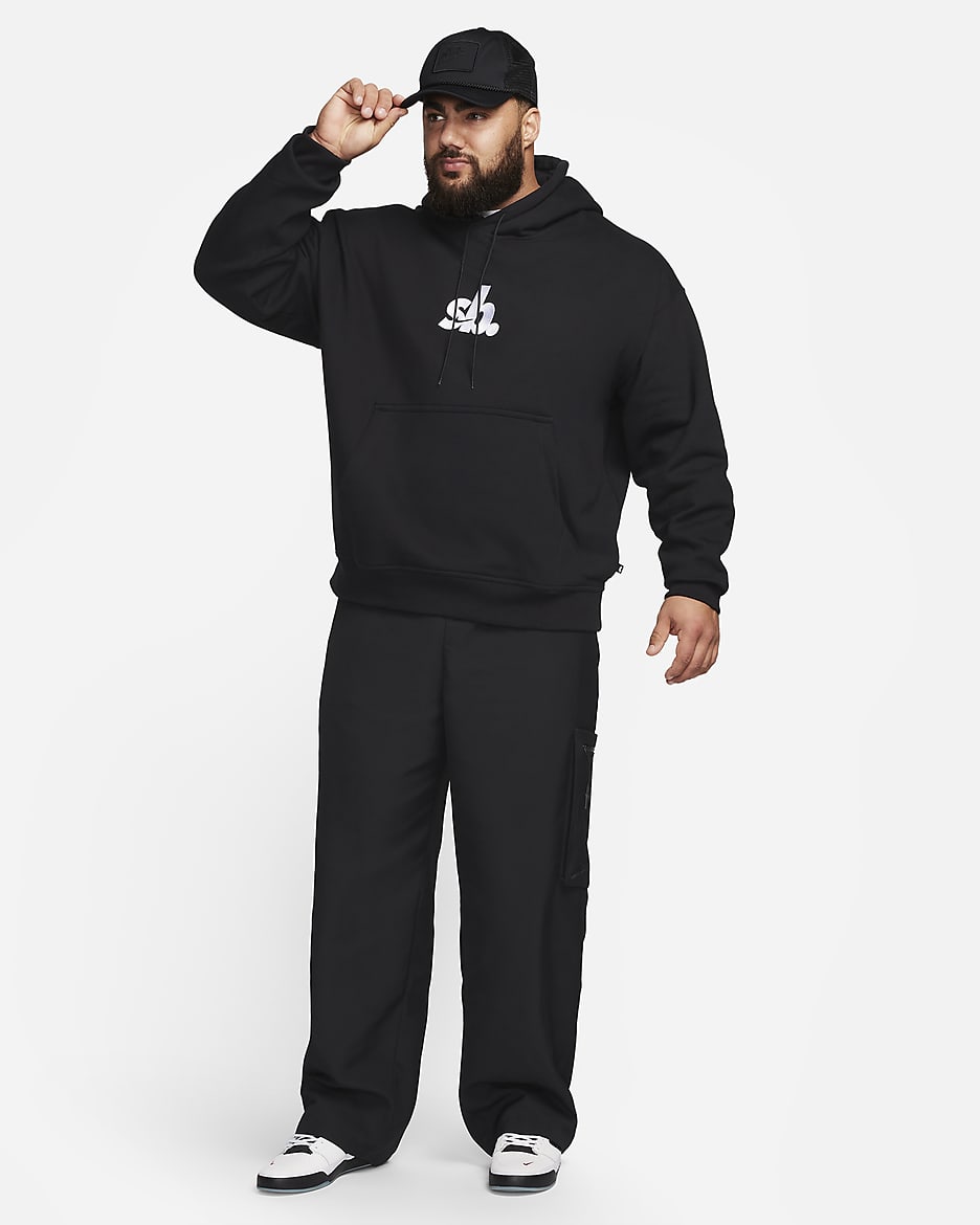 Nike SB Fleece Pullover Skate Hoodie - Black/White