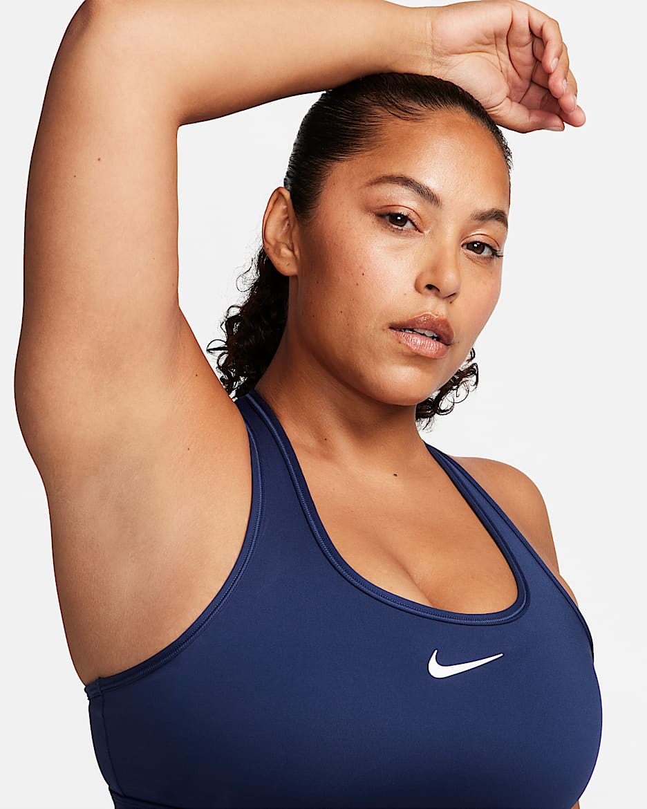 Nike Swoosh Medium Support Women's Padded Sports Bra - Midnight Navy/White