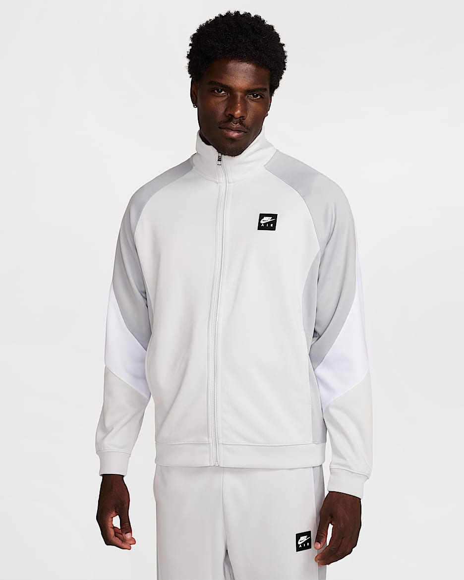 Chamarra de tejido Knit de poliéster de cierre completo para hombre Nike Air - Polvo fotón/Gris humo claro/Blanco/Negro