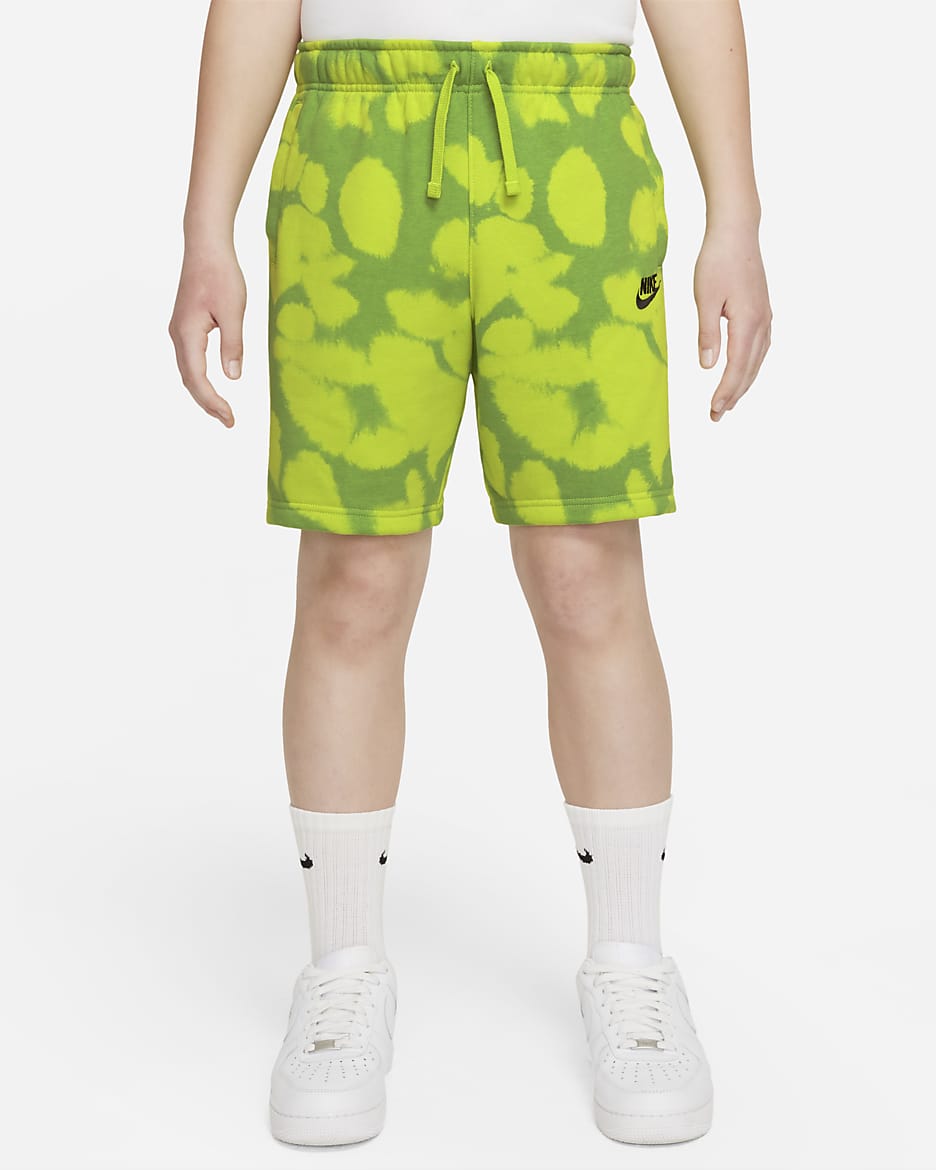Nike Sportswear Big Kids' (Boys') Printed French Terry Shorts (Extended Size) - Atomic Green/Black