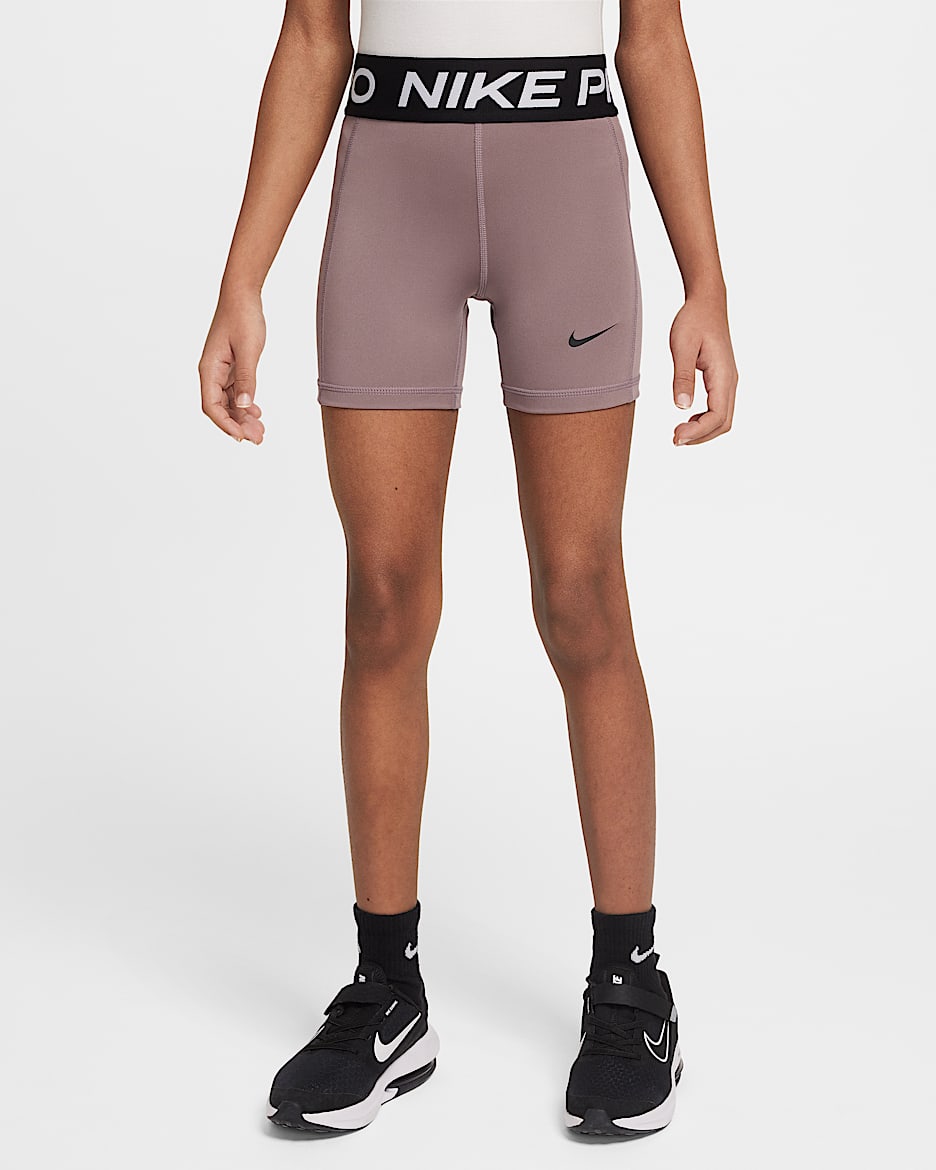 Short Dri-FIT Nike Pro pour protéger des fuites pour fille - Taupe Grey/Noir