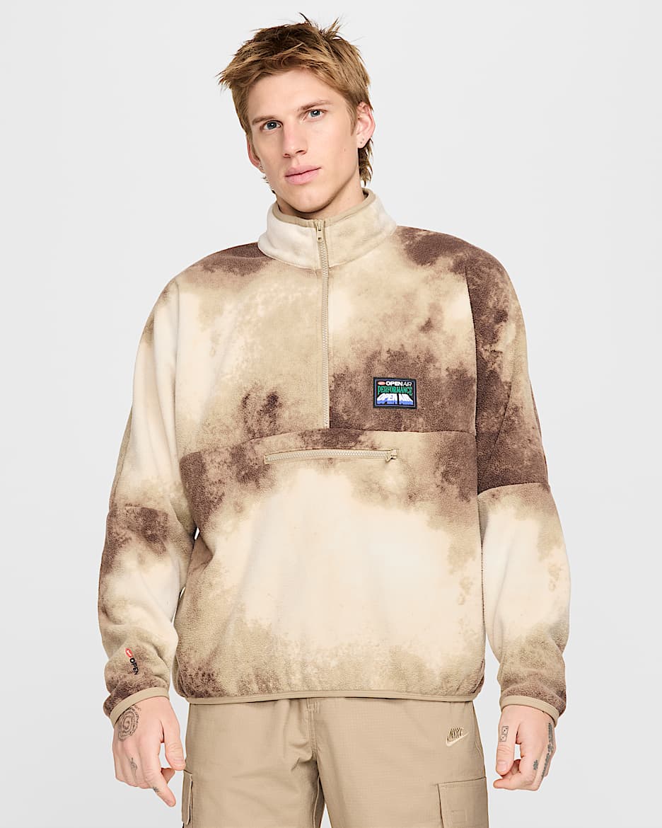 Sudadera de medio cierre de manga larga para hombre Nike Club - Caqui/Hueso claro