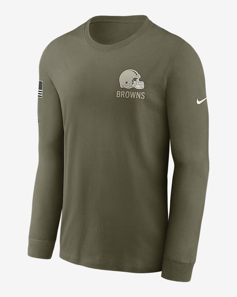 Playera de manga larga Nike de la NFL para hombre Cleveland Browns Salute to Service - Oliva