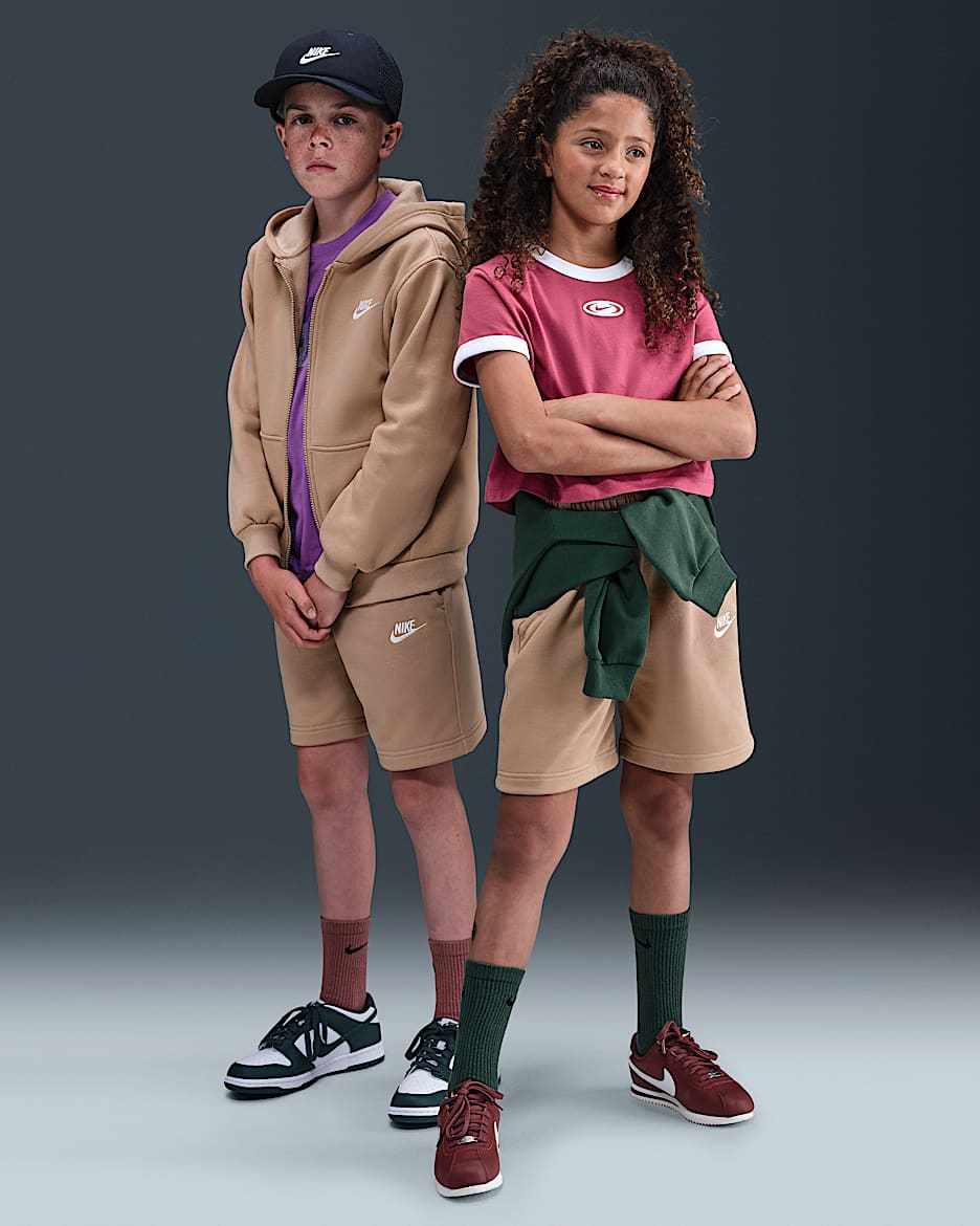 Nike Sportswear Club Fleece Big Kids' French Terry Shorts - Hemp/White