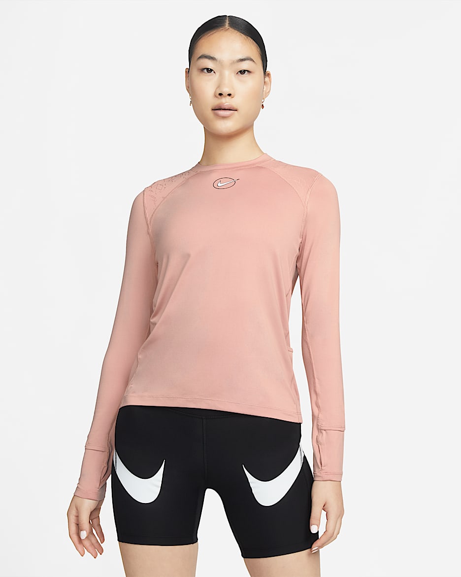 Nike Dri-FIT Icon Clash Women's Long-Sleeve Running Top - Rose Whisper