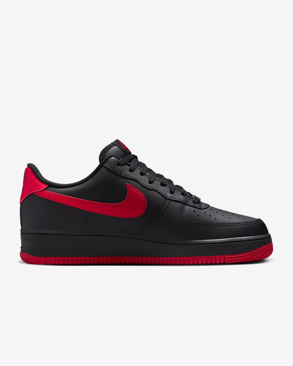 Nike Air Force 1 '07 Men's Shoes - Black/Black/University Red