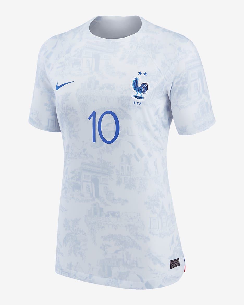 France National Team 2022/23 Stadium Away (Kylian Mbappe) Women's Nike Dri-FIT Soccer Jersey - White