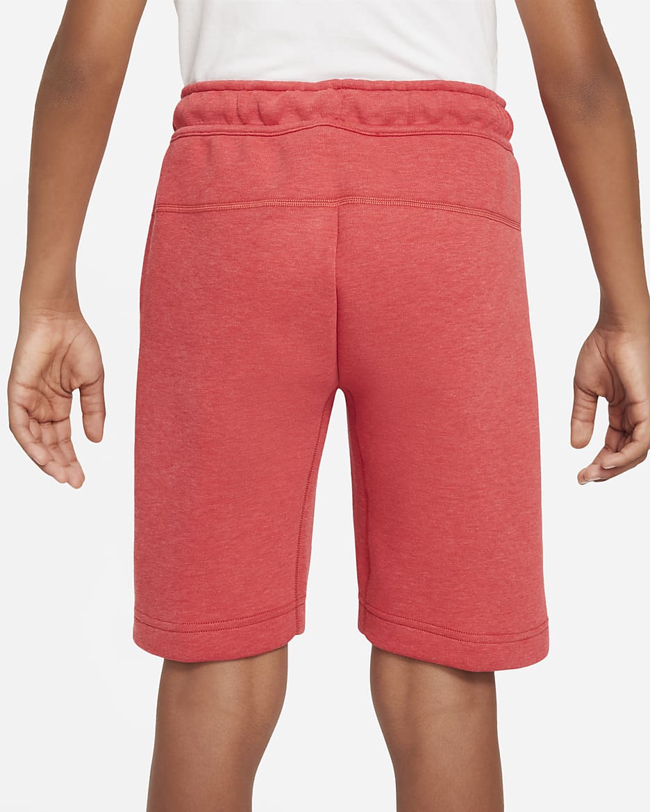 Nike Tech Fleece Older Kids' (Boys') Shorts - Light University Red Heather/Black/Black