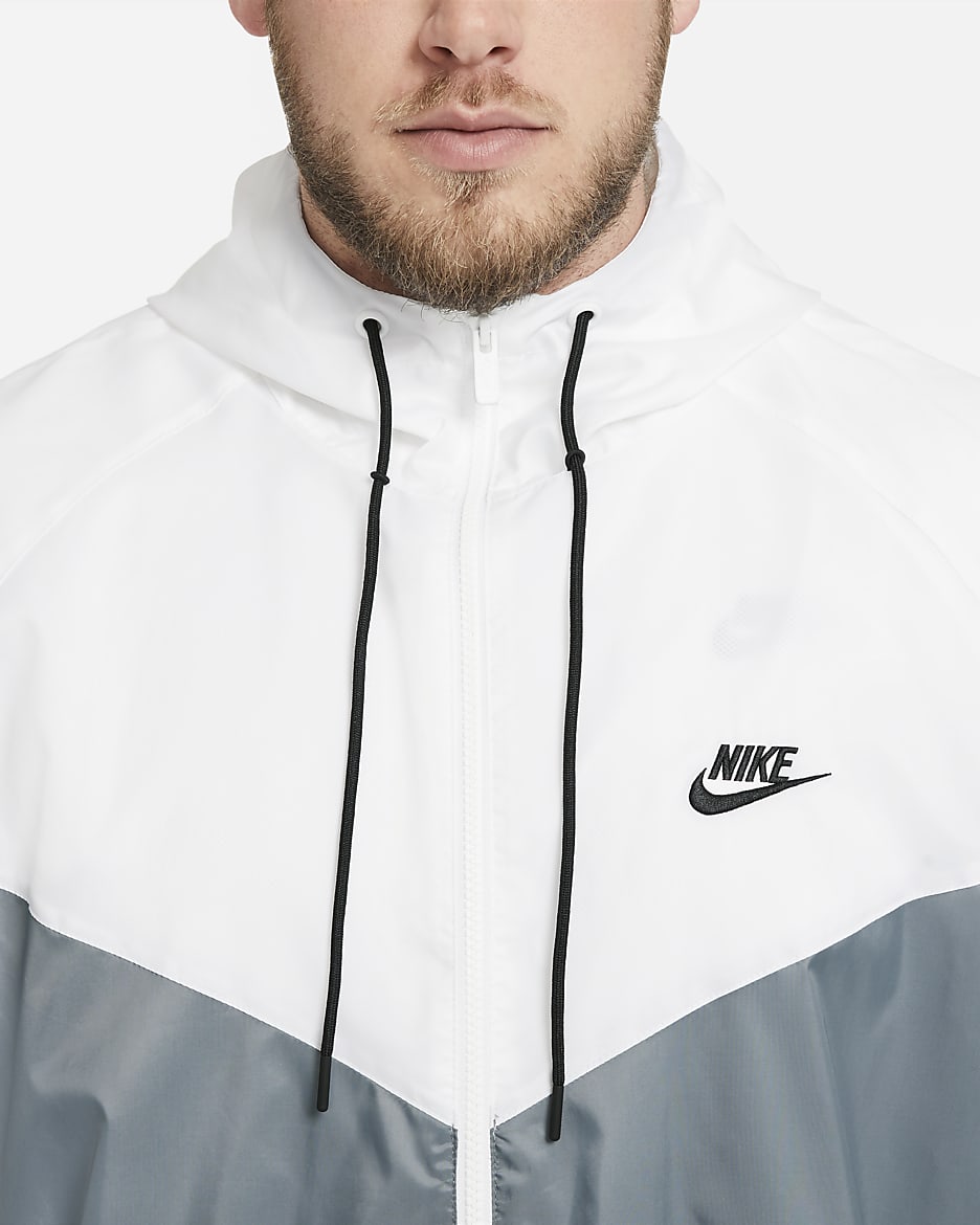 Pánská bunda Nike Sportswear Windrunner s kapucí - Smoke Grey/Bílá/Smoke Grey/Černá