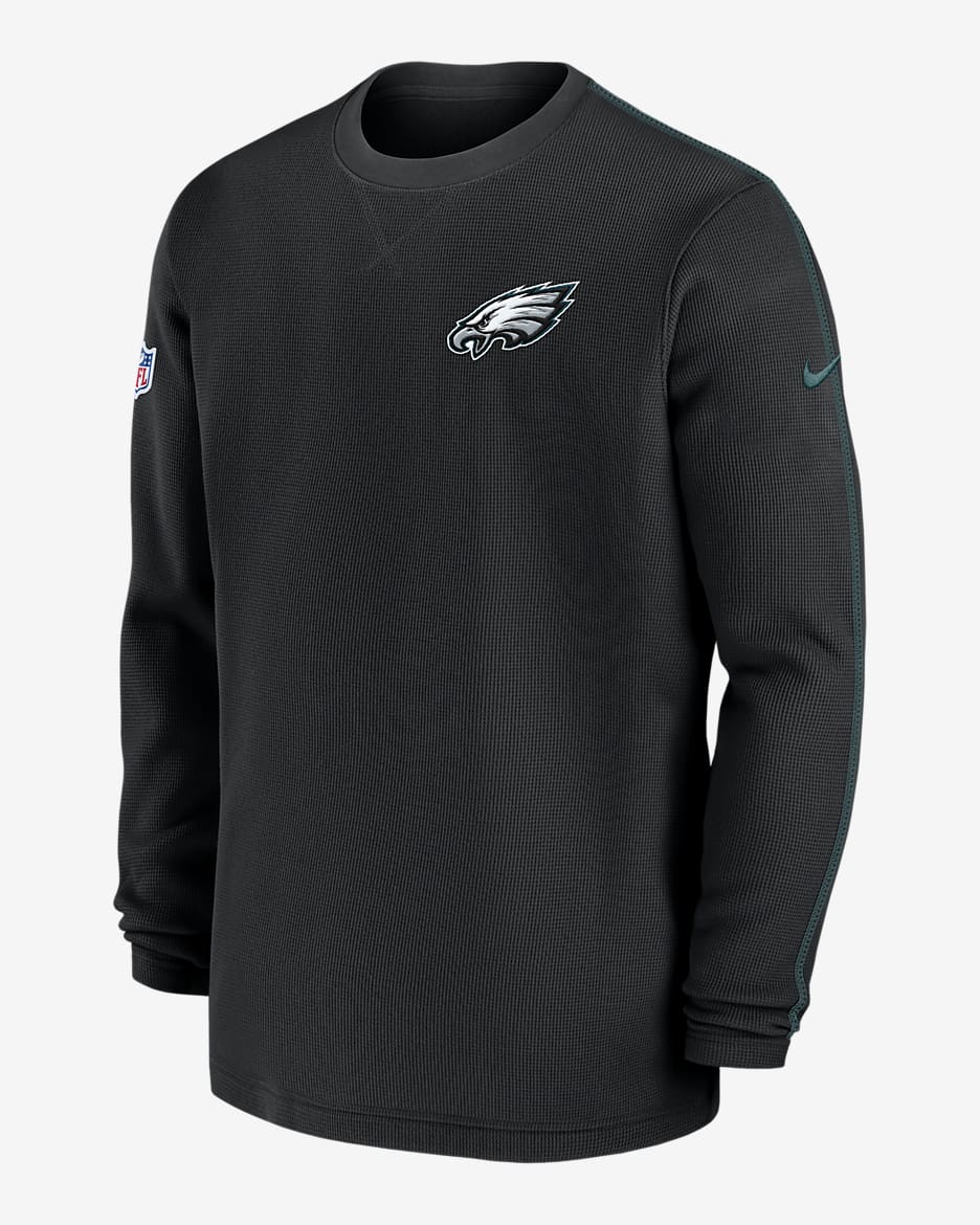 Philadelphia Eagles Sideline Coach Men’s Nike NFL Long-Sleeve Top - Black/Teal